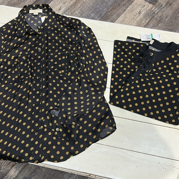 NWT 2 Michael Kors MK Symbol Blouse shirts - Picture 1 of 11